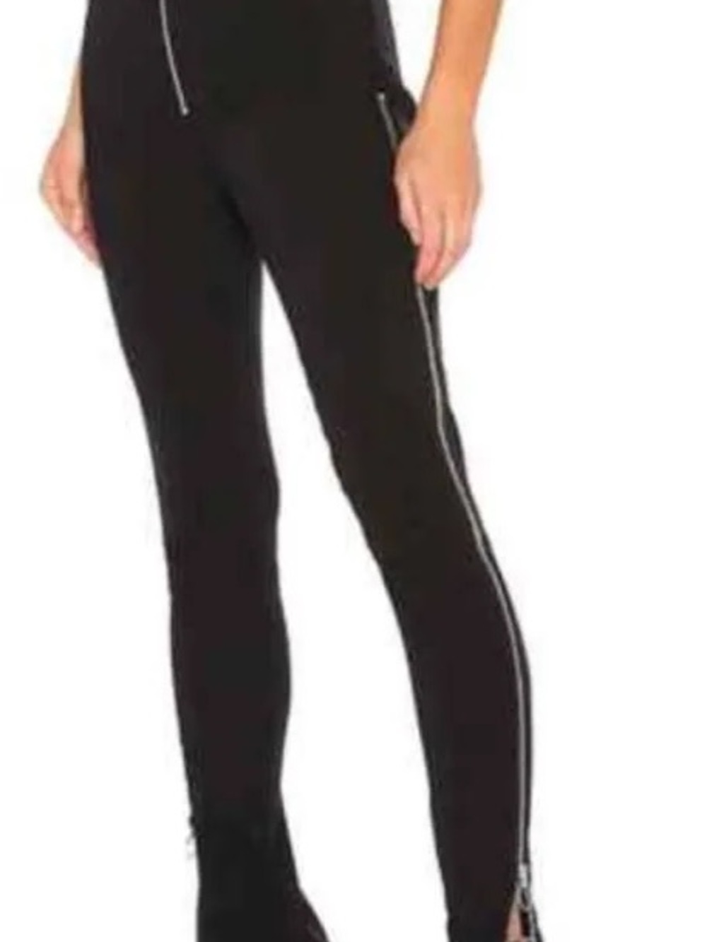 Danielle Guizio Black Skinny Pants with Side Zippers